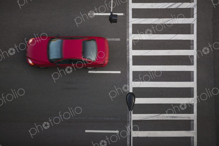 High angle view of car driving on street