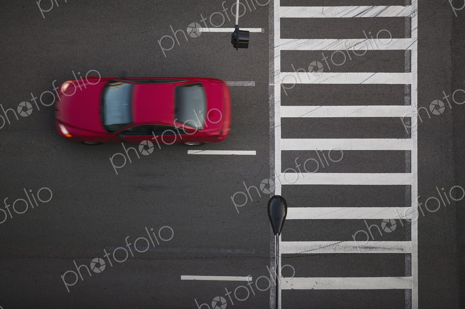 High angle view of car driving on street