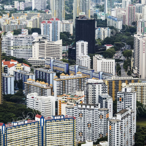 High angle view of cityscape with tall skyscrapers. High angle view of cityscape with tall skyscrapers.