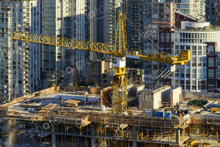 High angle view of crane building highrise building