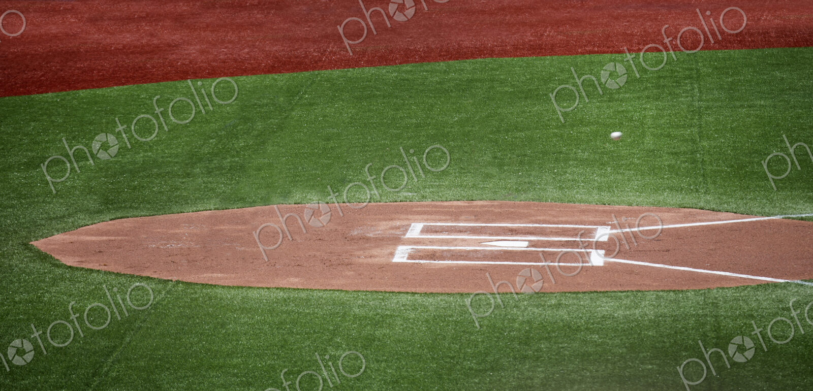 High angle view of home plate of baseball field.