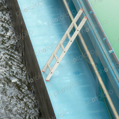 High angle view of ladder on freighter ship deck High angle view of ladder on freighter ship deck