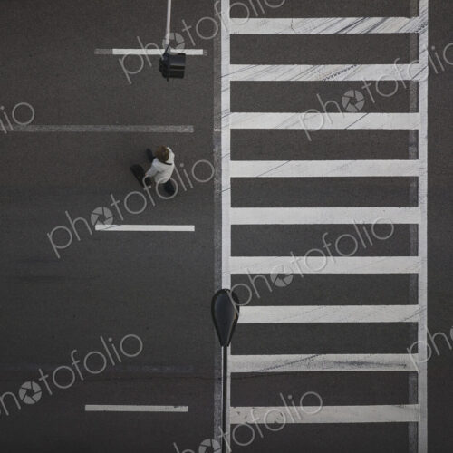 High angle view of pedestrian crossing street High angle view of pedestrian crossing street