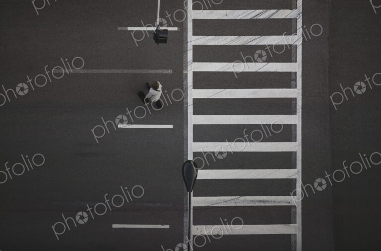 High angle view of pedestrian crossing street