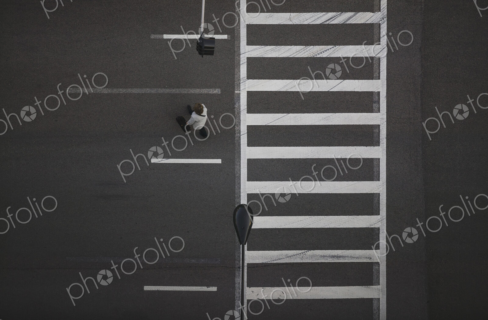 High angle view of pedestrian crossing street