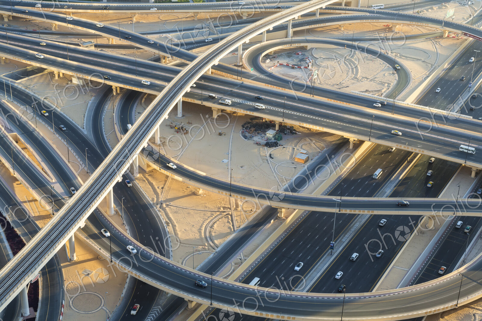 High angle view of spaghetti junction in the desert.