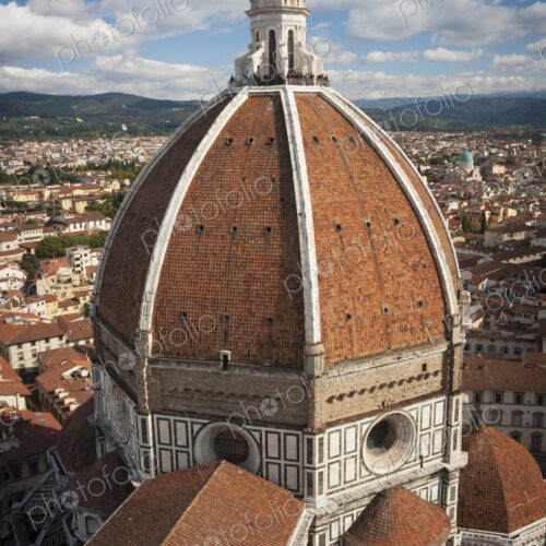 High angle view of the 15th century dome of Florence Cathedral. High angle view of the 15th century dome of Florence Cathedral.