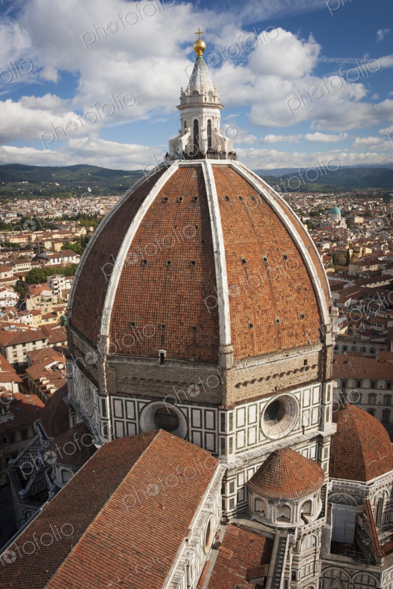 High angle view of the 15th century dome of Florence Cathedral.