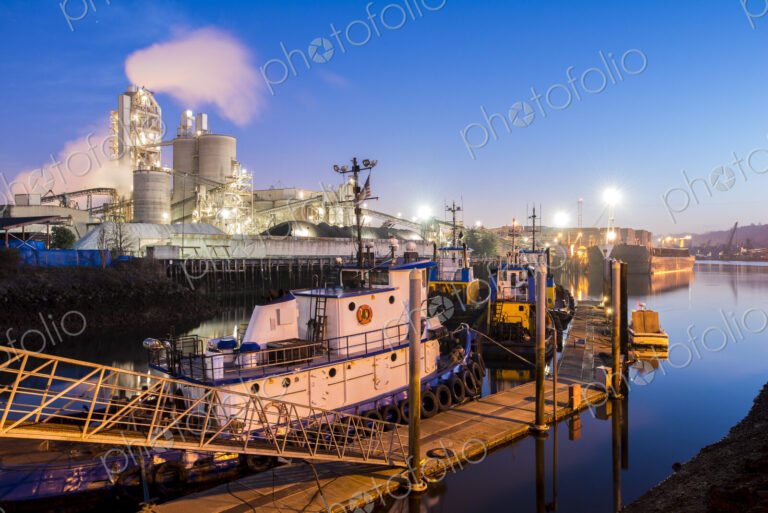 High angle view of tugboat docked in harbor