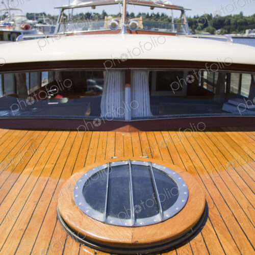 High angle view of yacht deck and windows High angle view of yacht deck and windows