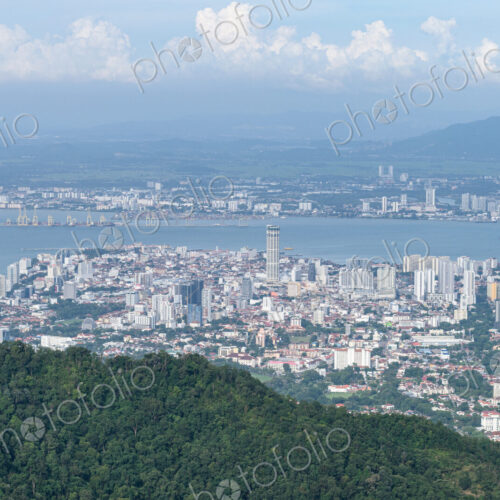 High angle view over Georgetown, Penang, Malaysia. High angle view over Georgetown, Penang, Malaysia.