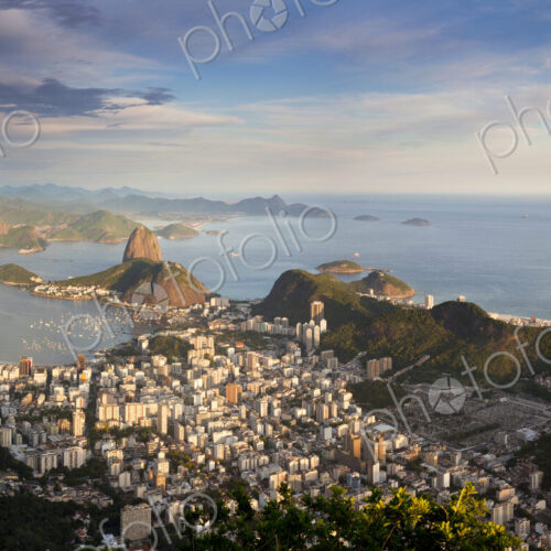 High angle view over Sugarloaf mountain in Guanabara Bay, Rio de Janeiro, Brazil. High angle view over Sugarloaf mountain in Guanabara Bay, Rio de Janeiro, Brazil.