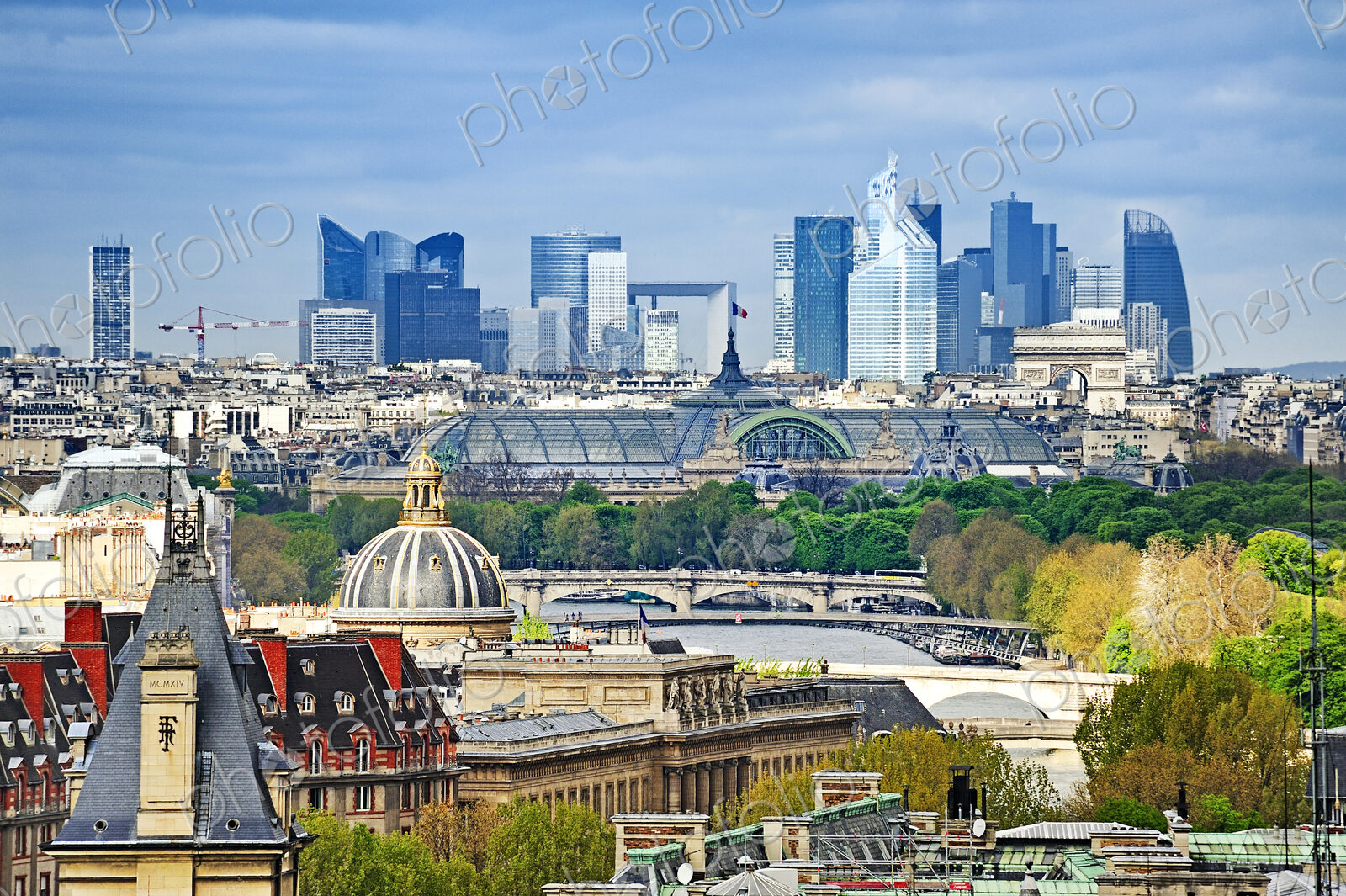 High rise buildings in Paris cityscape, Ile-de-France, France
