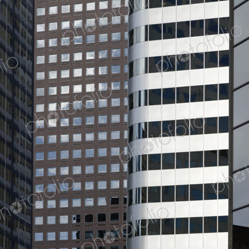 High rise modern architecture, buildings in downtown Denver, window patterns. High rise modern architecture, buildings in downtown Denver, window patterns.