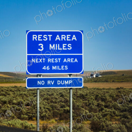 Highway rest area sign, Insterstate 90, Sprague