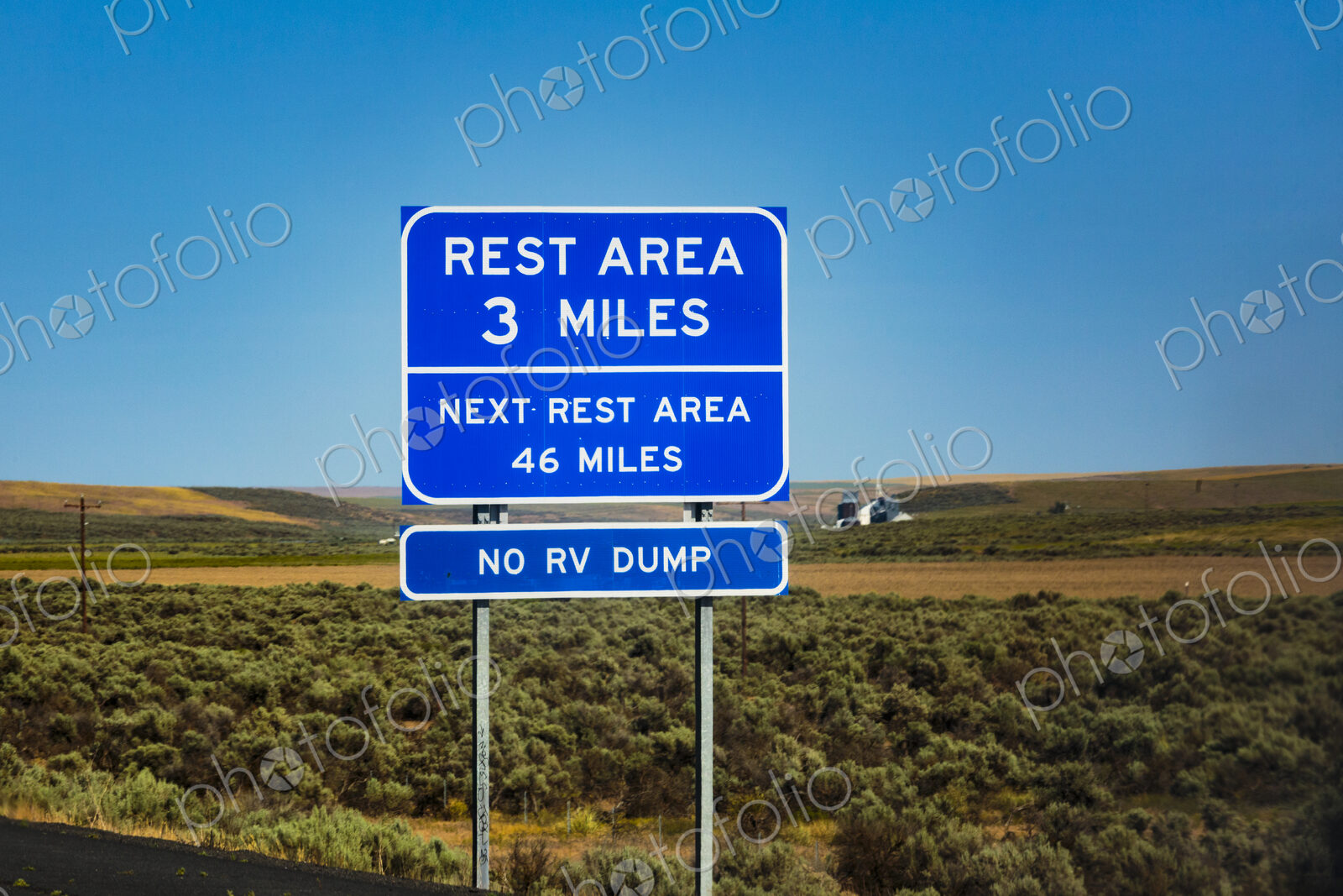 Highway rest area sign, Interstate 90, Sprague