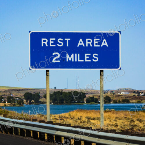 Highway rest area sign, a roadsign on Insterstate 90. Highway rest area sign, a roadsign on Insterstate 90.