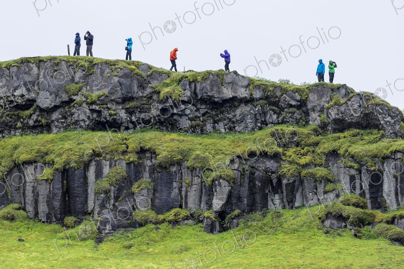 Hikers on the cliffs near Gullfoss