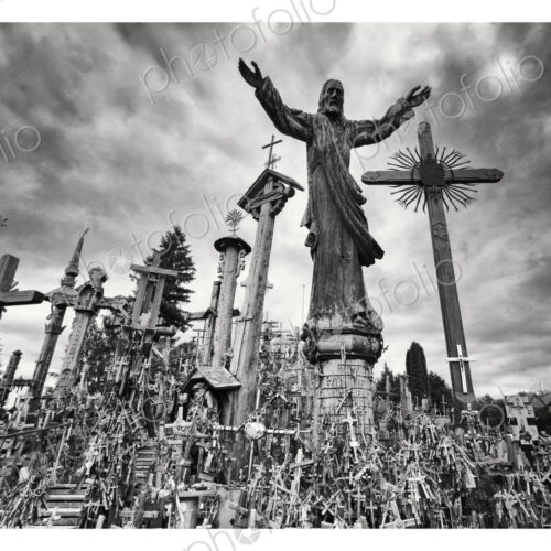 Hill of Crosses, Siaulia, a Roman Catholic pilgrimage site, a hillside covered in…