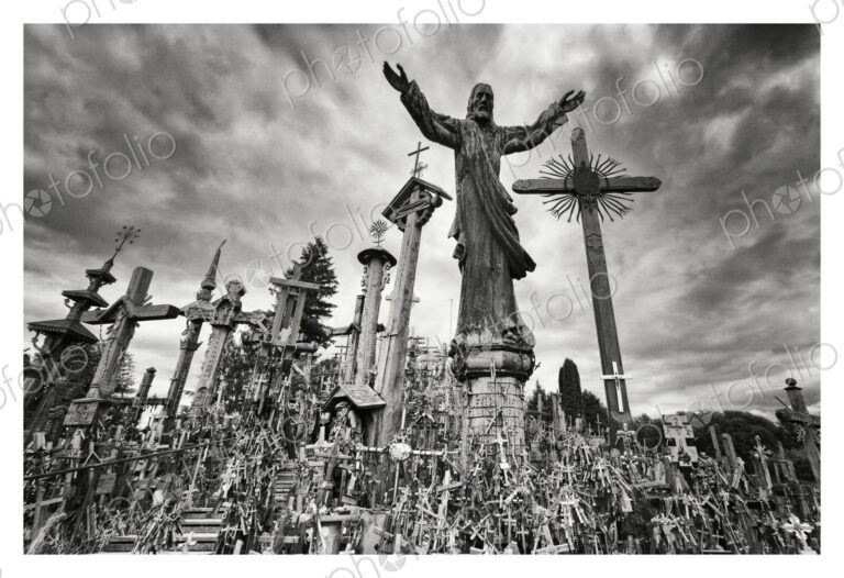 Hill of Crosses, Siaulia, a Roman Catholic pilgrimage site, a hillside covered in…