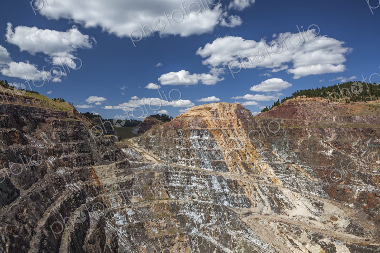 Homestake Mine, an open cut mining area established in 1876, Lead, South Dakota