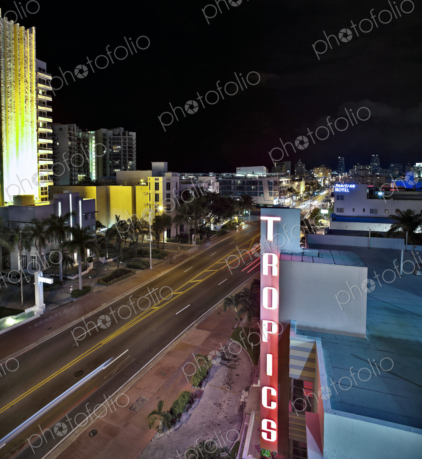 Hotels Lining a City Street