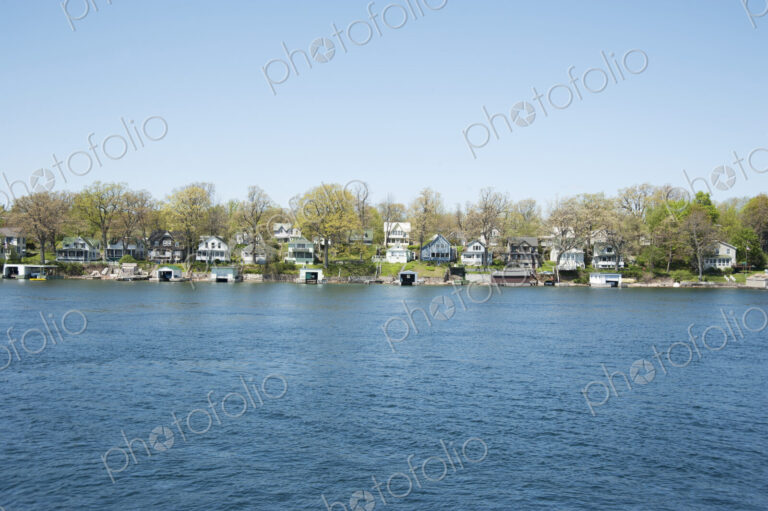 Houses on St. Lawrence River in Thousand Islands.