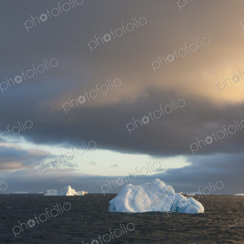 Icebergs on the waters of the Weddell Sea in the Southern Ocean at sunset. Icebergs on the waters of the Weddell Sea in the Southern Ocean at sunset.