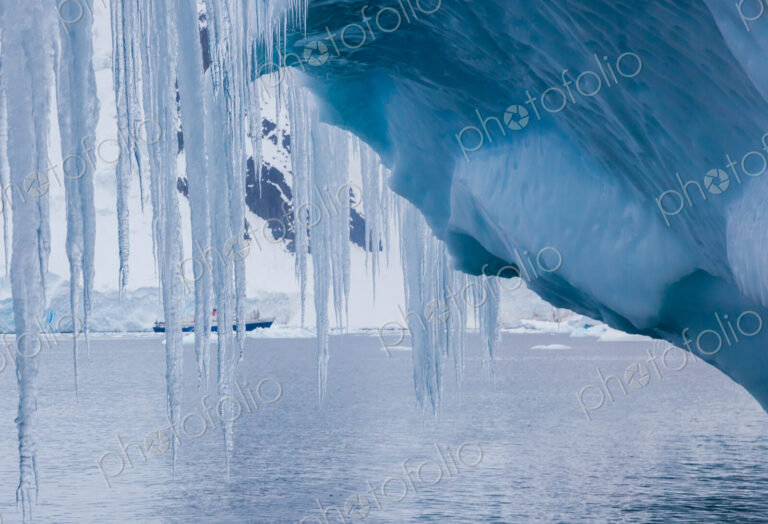 Icicles hanging from an iceberg, Antarctica