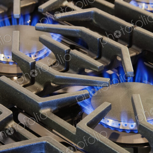 Ignited Gas Burning on Commercial Stove Ignited Gas Burning on Commercial Stove