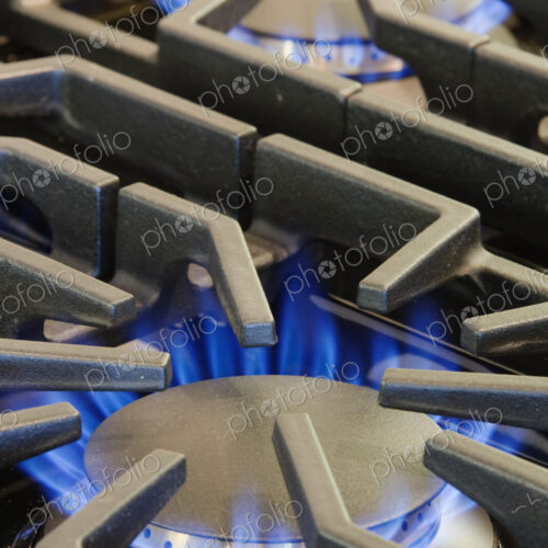 Ignited Gas Burning on Commercial Stove Ignited Gas Burning on Commercial Stove