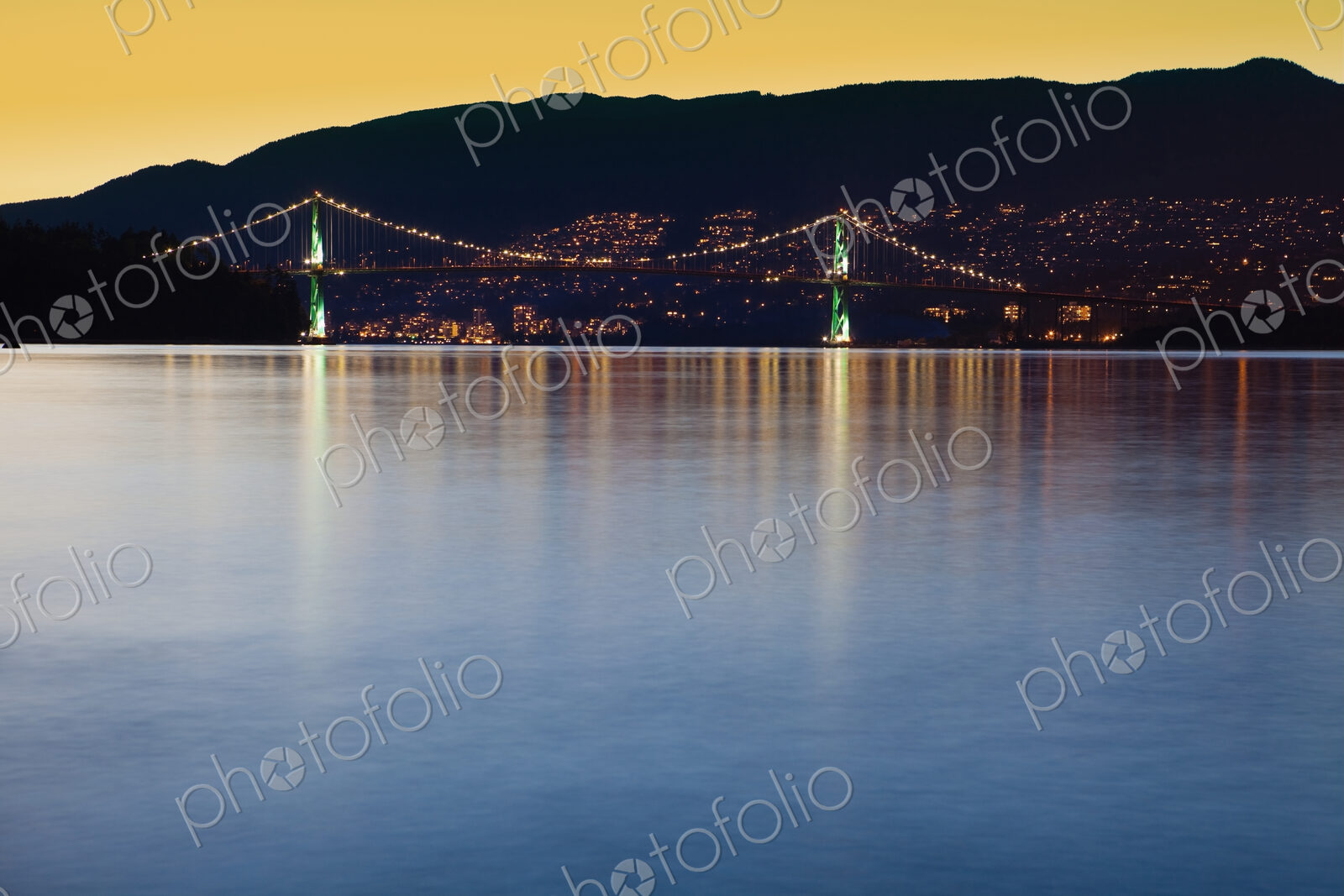 Illuminated Bridge Across a Bay