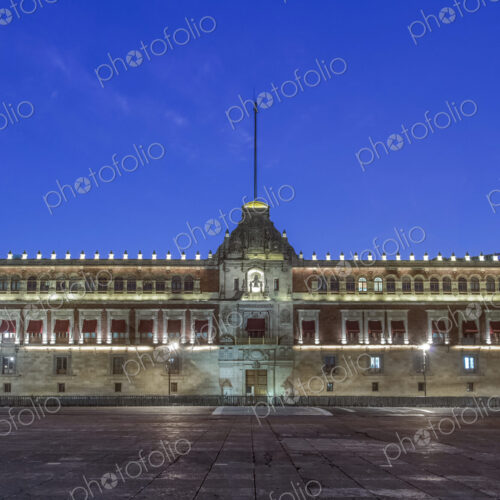 Illuminated Palacio Nacional at night, Mexico City, Federal District, Mexico