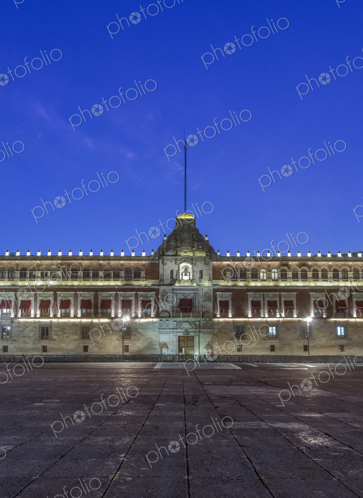 Illuminated Palacio Nacional at night, Mexico City, Federal District, Mexico