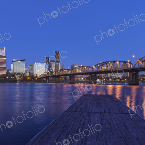 Illuminated buildings in Portland city skyline, Oregon, United States Illuminated buildings in Portland city skyline, Oregon, United States