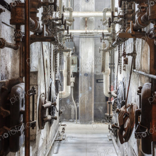 Industrial steam plant machinery in factory
