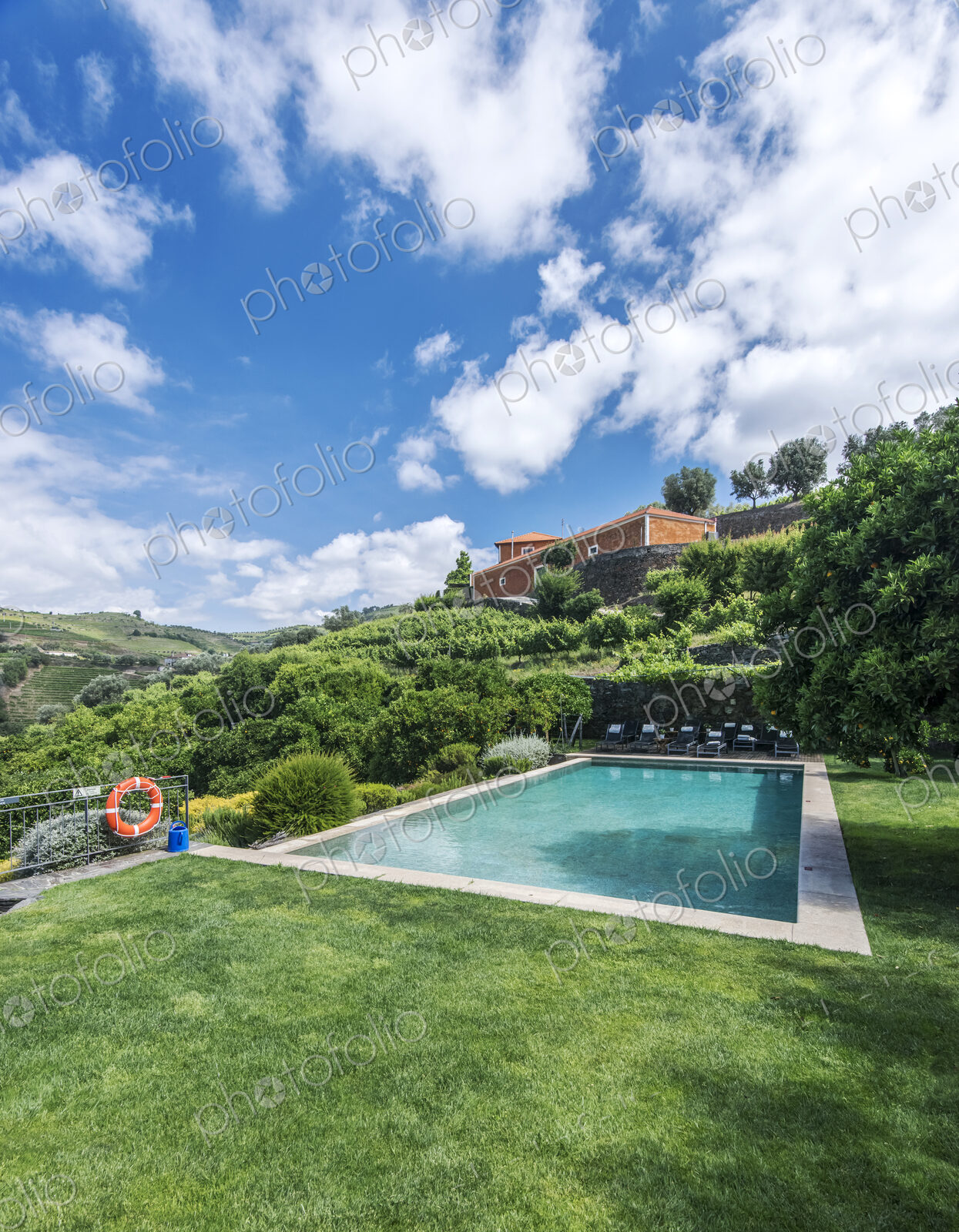 Infinity pool in rural hillside