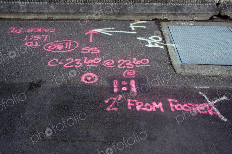 Information Painted on a Road for Road Crews