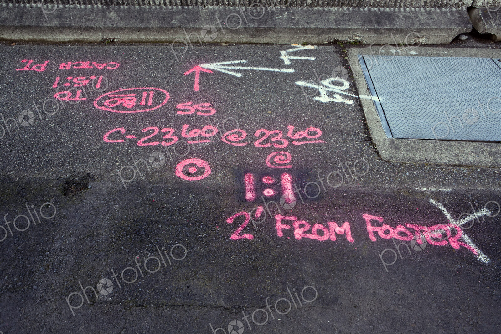 Information Painted on a Road for Road Crews