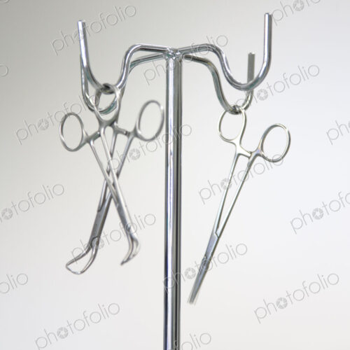 Instruments on a metal stand in an operating theatre in a new hospital. Instruments on a metal stand in an operating theatre in a new hospital.