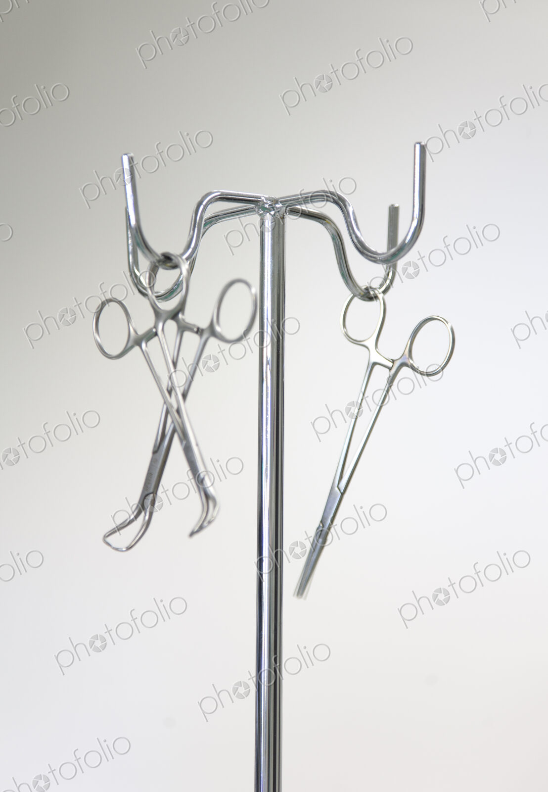 Instruments on a metal stand in an operating theatre in a new hospital.