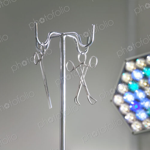 Instruments on a metal stand in an operating theatre in a new hospital. Instruments on a metal stand in an operating theatre in a new hospital.