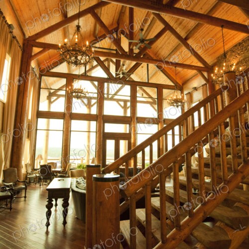 Interior of Large Wooden Lodge