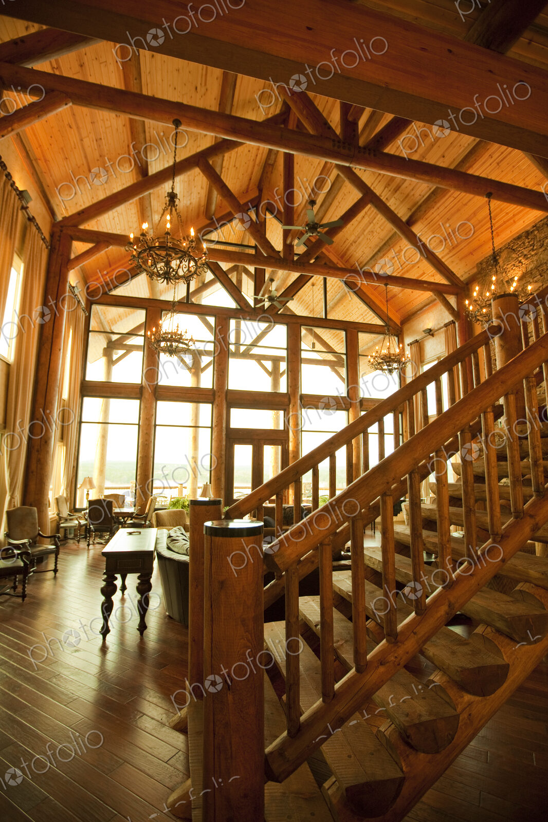 Interior of Large Wooden Lodge