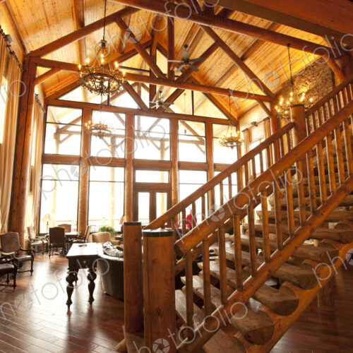 Interior of Large Wooden Lodge