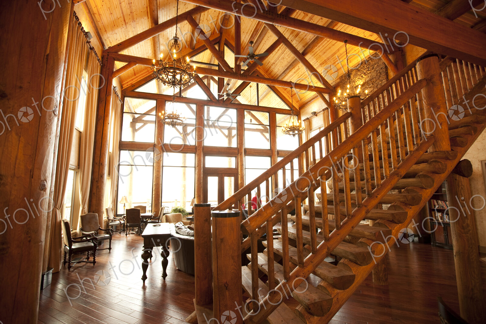 Interior of Large Wooden Lodge