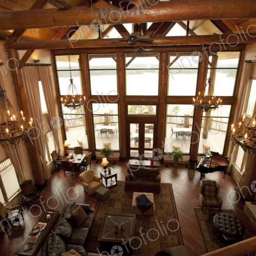 Interior of Large Wooden Lodge