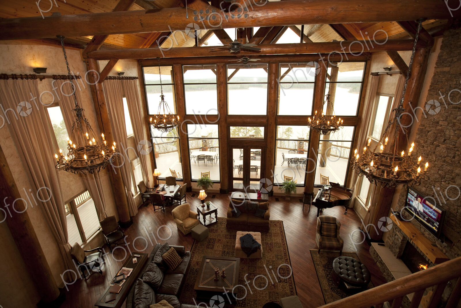 Interior of Large Wooden Lodge