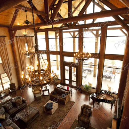 Interior of Large Wooden Lodge