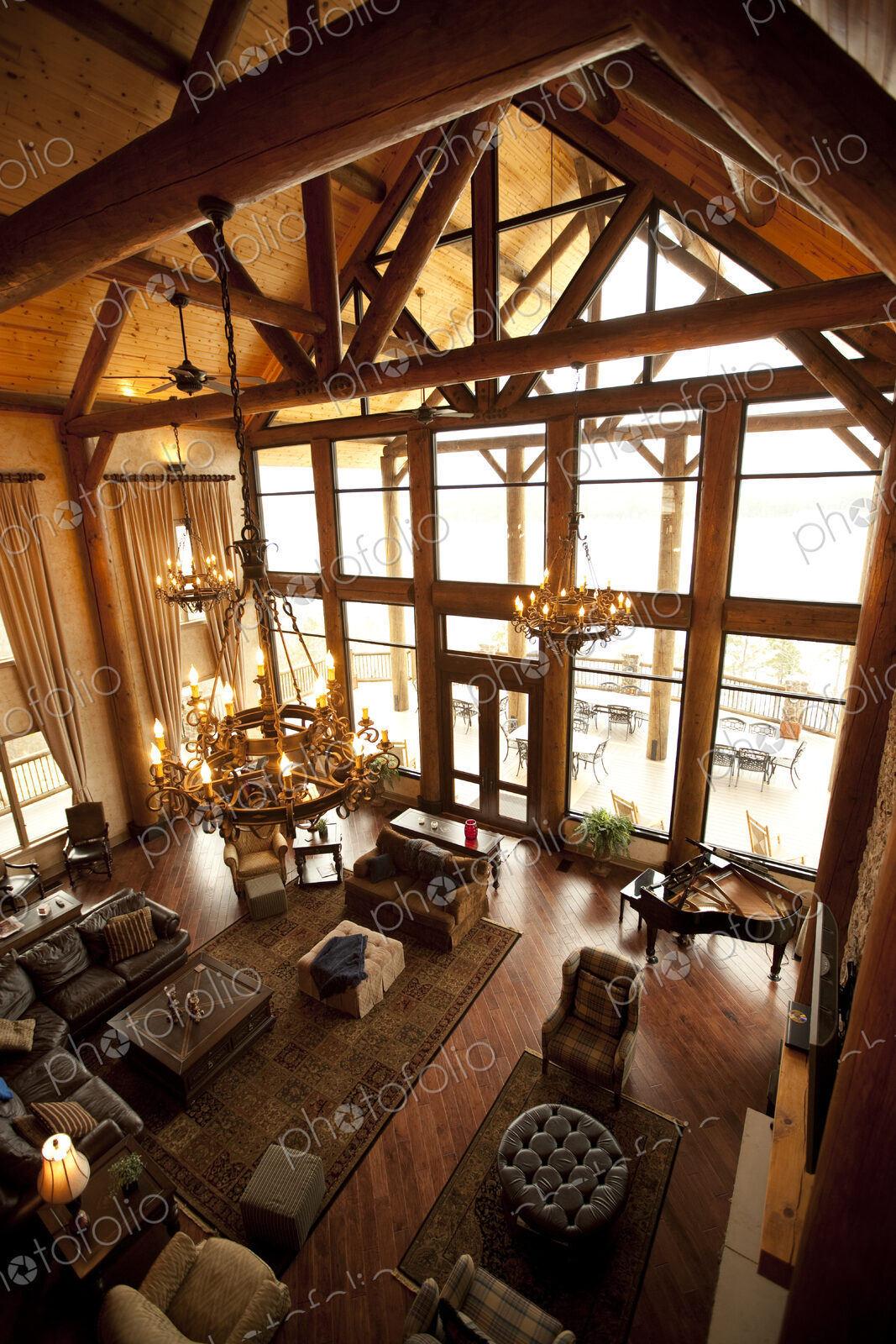 Interior of Large Wooden Lodge